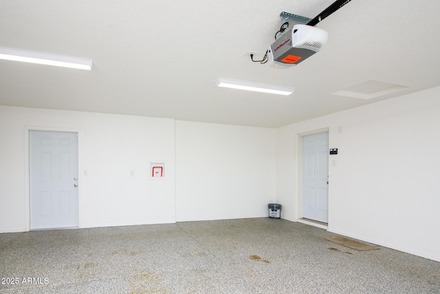 garage with a garage door opener