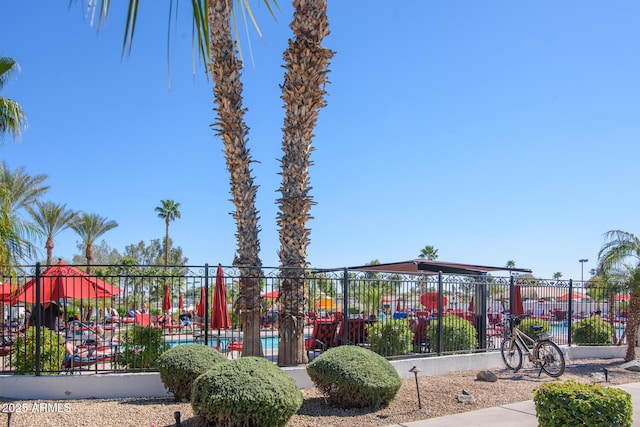 view of play area with fence