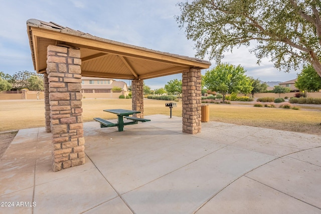 view of community with a gazebo and a patio area