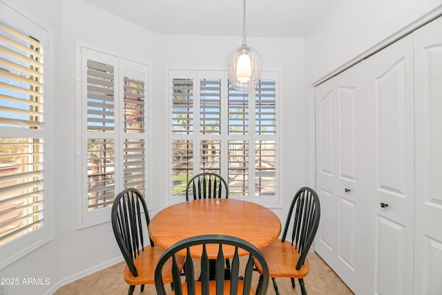 view of tiled dining area