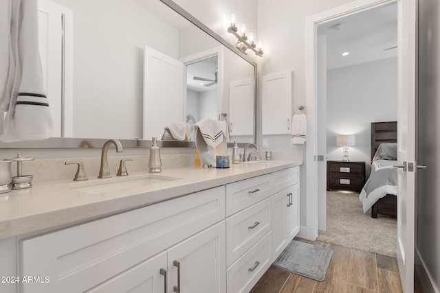 bathroom featuring hardwood / wood-style floors and vanity