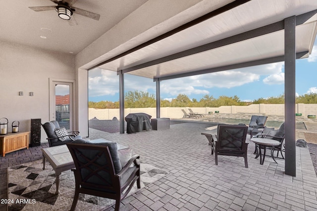 8523 N 192nd Ave, Waddell, AZ 85355 - view of patio with a fenced backyard and ceiling fan