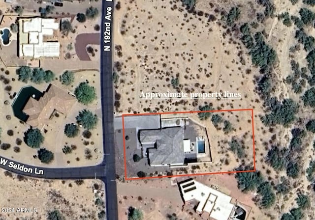 8523 N 192nd Ave, Waddell, AZ 85355 - aerial view of property's location with property parcel outlined