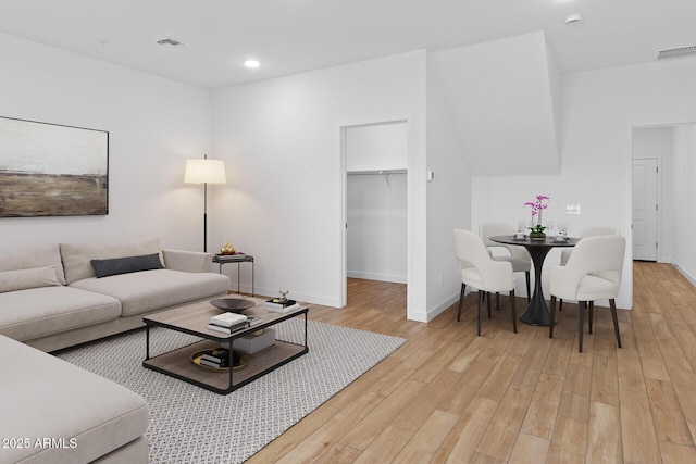 living room featuring light hardwood / wood-style flooring