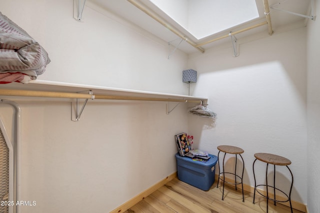 spacious closet featuring light wood-type flooring