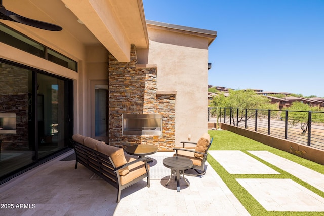 16134 E Ridgestone Dr, Fountain Hills, AZ 85268 - view of patio with an outdoor stone fireplace