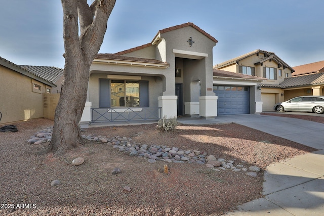 view of front of property with a garage