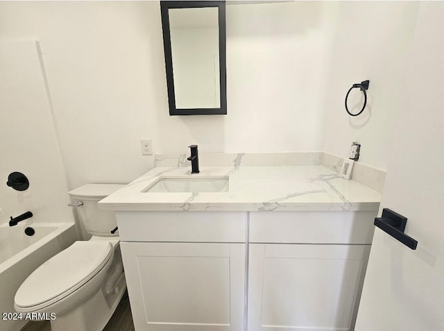 full bathroom with vanity, toilet, and shower / tub combination