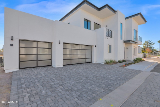 view of front of property with a garage