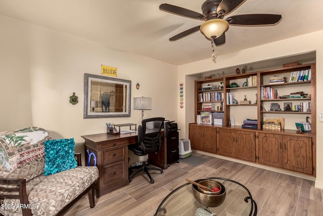 home office with ceiling fan