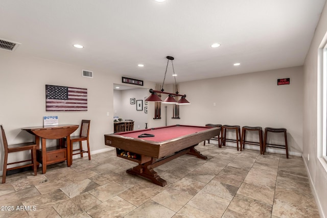 recreation room with billiards