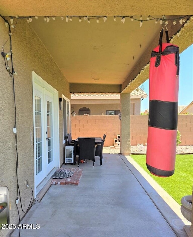 view of patio / terrace featuring french doors