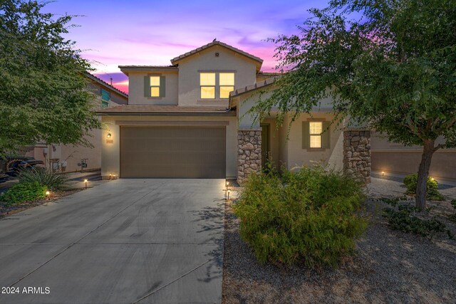 view of front of house with a garage