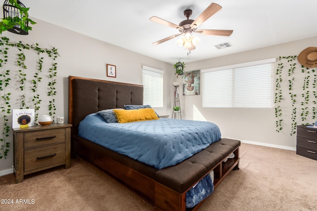 bedroom featuring carpet and ceiling fan