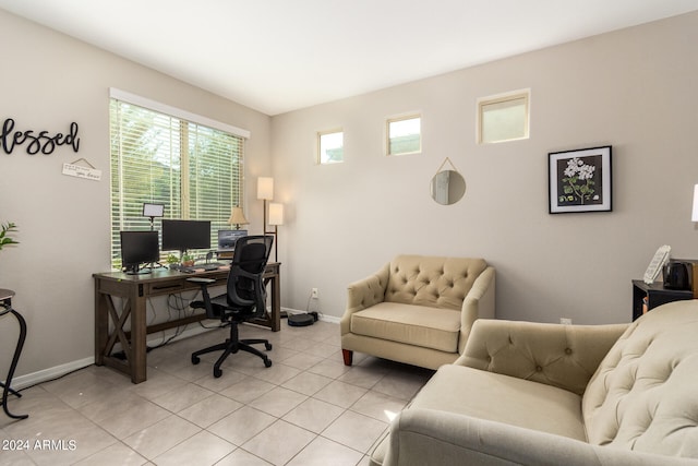 office with light tile patterned floors