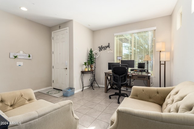 view of tiled home office