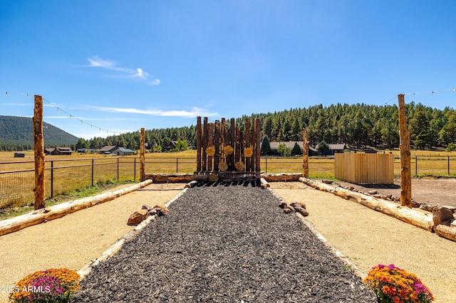 view of yard featuring a rural view and a mountain view