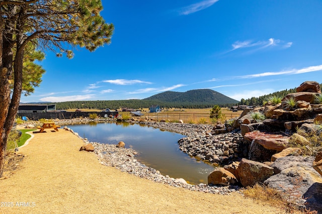 view of water feature with a mountain view