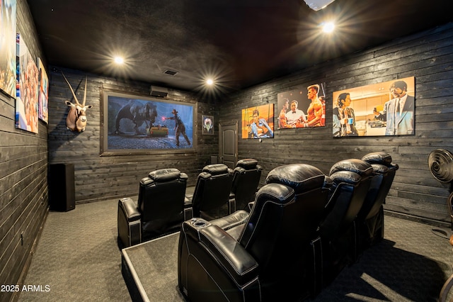 home theater with carpet flooring