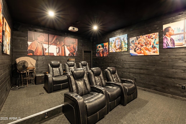 view of carpeted home theater room