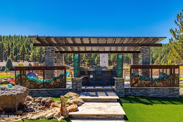 view of patio with a pergola