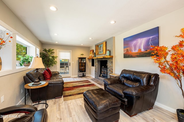 living room with light hardwood / wood-style floors