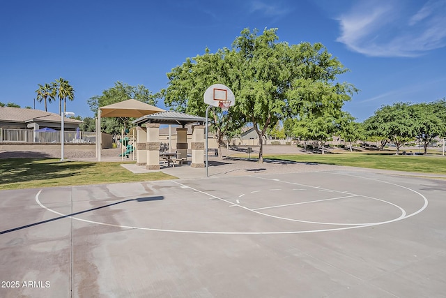 3662 E Megan St, Gilbert, AZ 85295 - view of sport court with a yard, community basketball court, fence, and playground community
