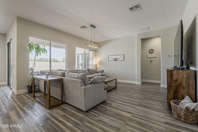 3662 E Megan St, Gilbert, AZ 85295 - living room with visible vents, dark wood finished floors, and baseboards