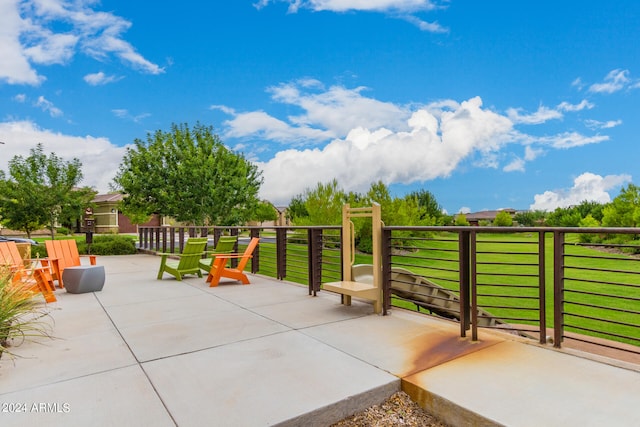 view of patio with a balcony