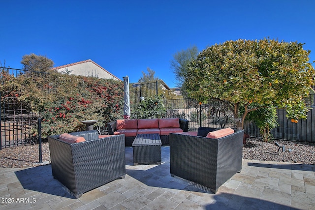 view of patio / terrace featuring an outdoor living space