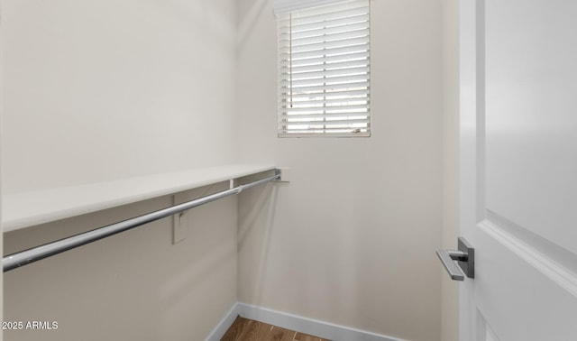 spacious closet with hardwood / wood-style flooring