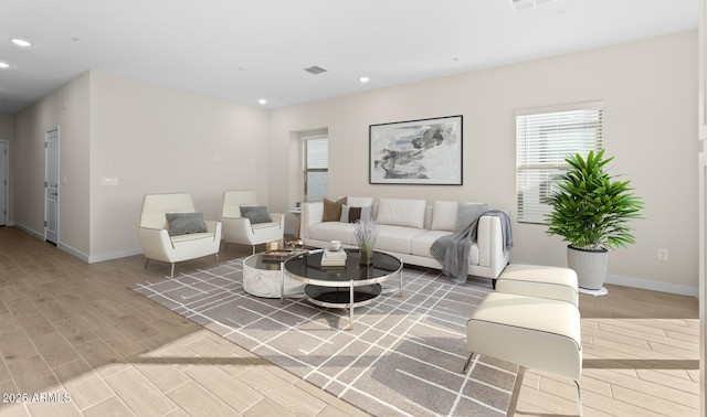 living room with wood-type flooring