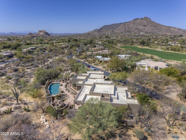 bird's eye view with a mountain view