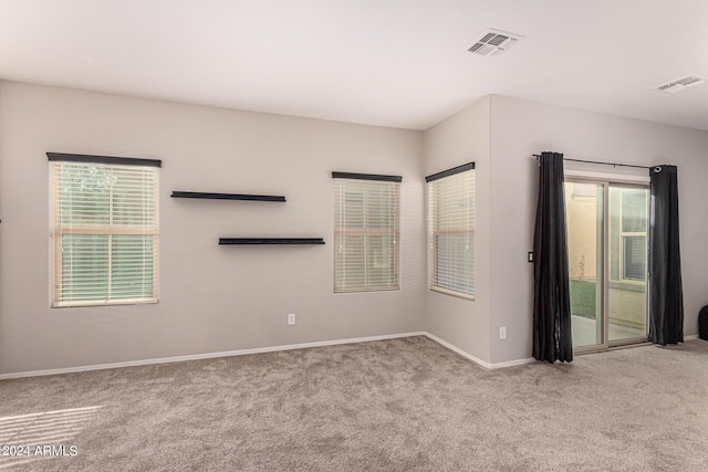 spare room featuring a healthy amount of sunlight and light carpet