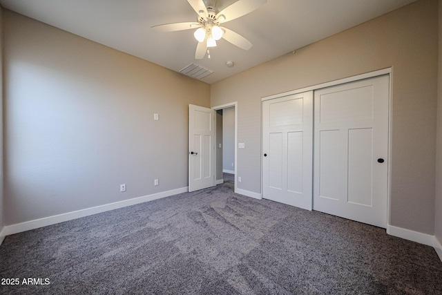 10036 E Naranja Ave, Mesa, AZ 85209 - unfurnished bedroom with carpet, a closet, and a ceiling fan