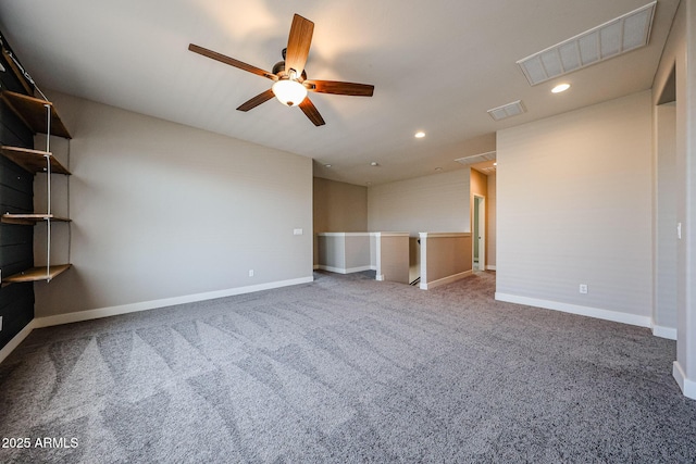 10036 E Naranja Ave, Mesa, AZ 85209 - unfurnished living room with carpet floors, a ceiling fan, and recessed lighting