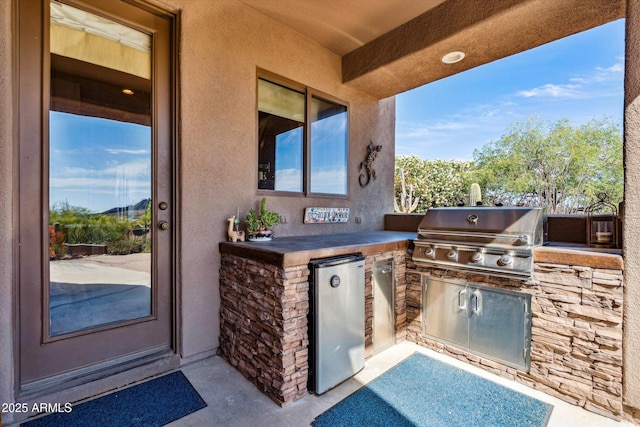 view of patio featuring a grill and an outdoor kitchen