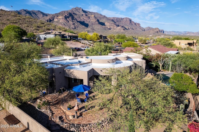 aerial view of a mountain backdrop