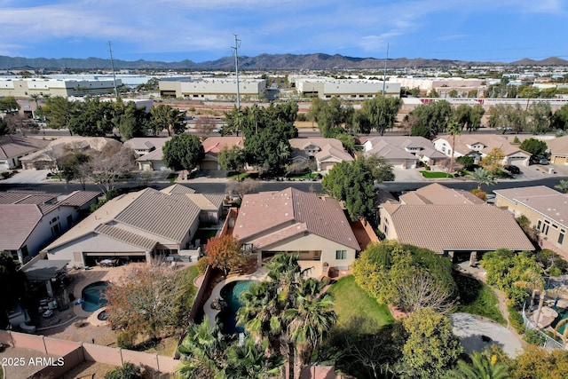 aerial view with a mountain view