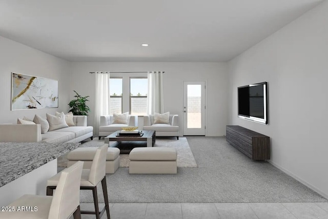 5832 W Coplen Farms Rd, Laveen, AZ 85339 - living area featuring recessed lighting, light carpet, and baseboards