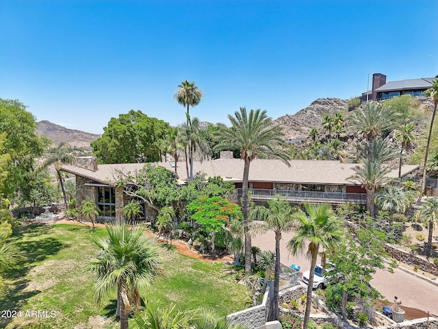 exterior space featuring a mountain view