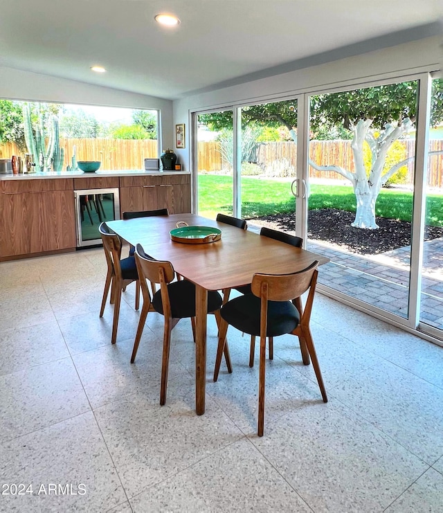 dining room featuring beverage cooler