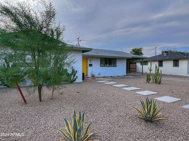 view of single story home