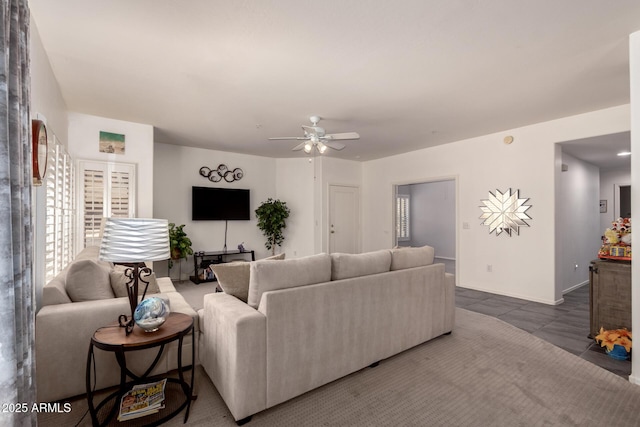 19700 N 76th St Unit 1040, Scottsdale, AZ 85255 - living area featuring ceiling fan and tile patterned flooring