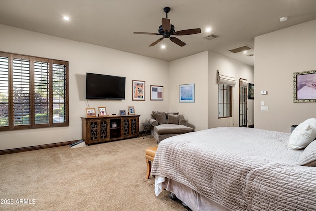4610 E Meadowview Dr, Gilbert, AZ 85298 - bedroom with carpet floors, recessed lighting, a ceiling fan, and baseboards