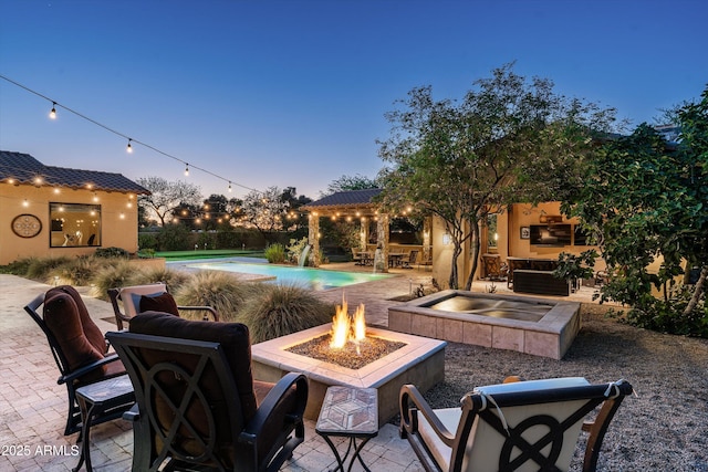 4610 E Meadowview Dr, Gilbert, AZ 85298 - view of patio / terrace with an outdoor fire pit and an outdoor pool