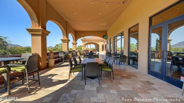 4610 E Meadowview Dr, Gilbert, AZ 85298 - view of patio with outdoor dining area and a mountain view