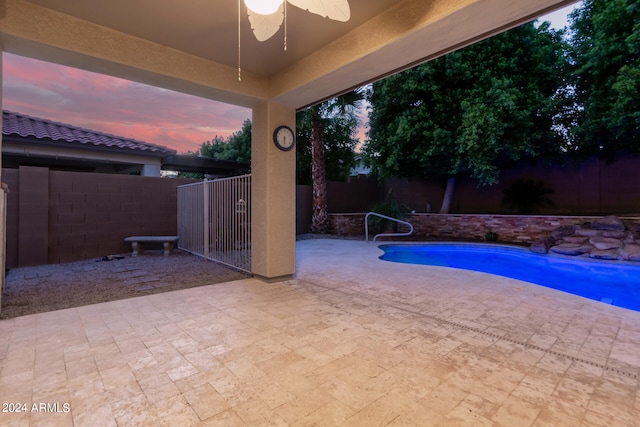 exterior space featuring a fenced in pool