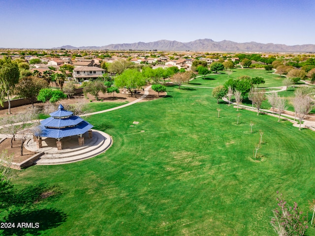 bird's eye view with a mountain view