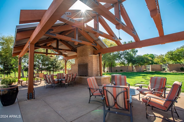 view of patio featuring a gazebo